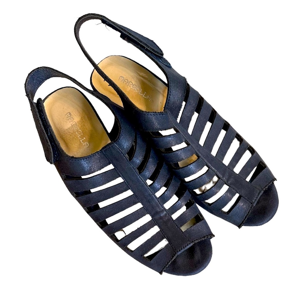 Marbella navy low gladiator pump sandals women 9